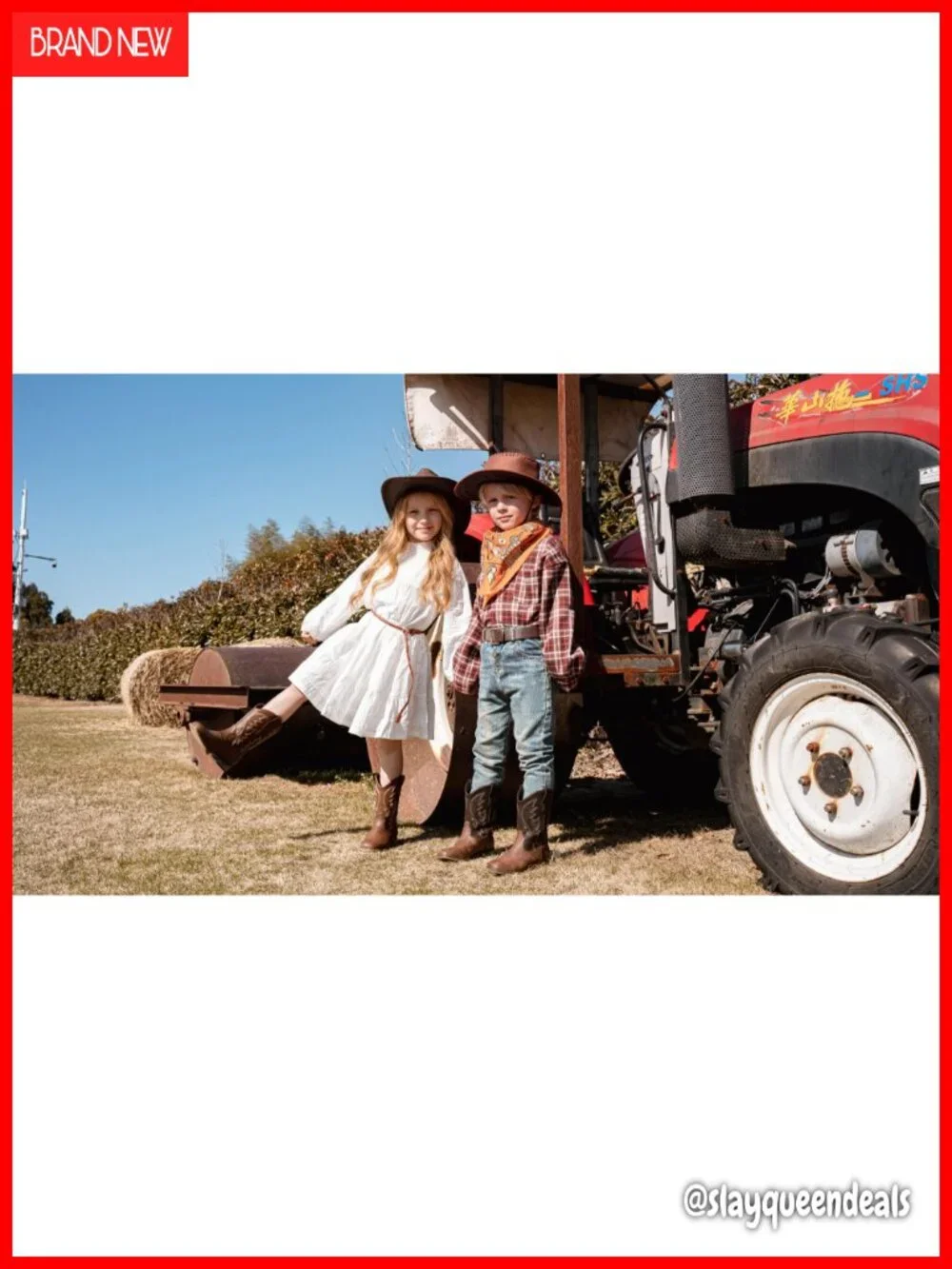 Boys Western Cowboy Boots Pull-On Square Toe Durable Kids